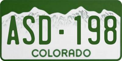 CO license plate ASD198