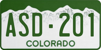 CO license plate ASD201