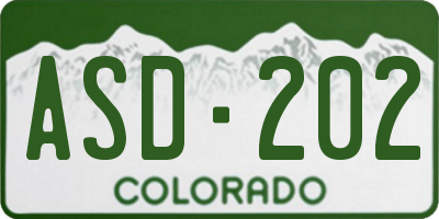 CO license plate ASD202