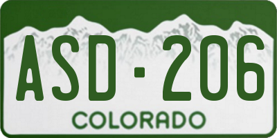 CO license plate ASD206