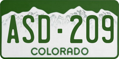 CO license plate ASD209