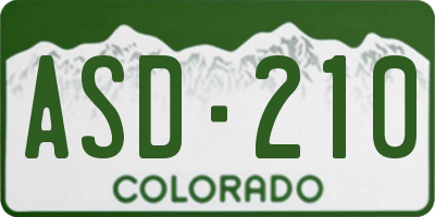 CO license plate ASD210