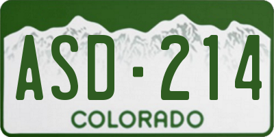 CO license plate ASD214