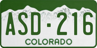 CO license plate ASD216