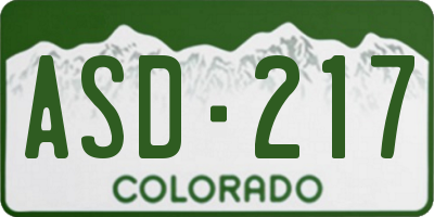 CO license plate ASD217