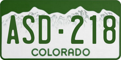 CO license plate ASD218