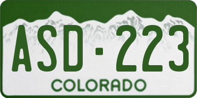 CO license plate ASD223