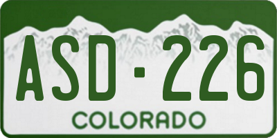 CO license plate ASD226