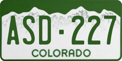 CO license plate ASD227