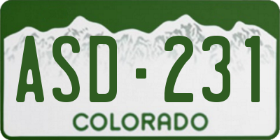 CO license plate ASD231
