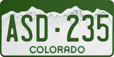 CO license plate ASD235