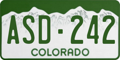 CO license plate ASD242