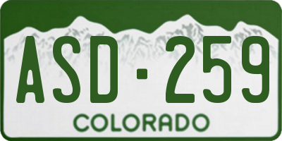 CO license plate ASD259