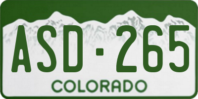 CO license plate ASD265