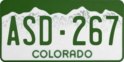 CO license plate ASD267