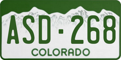 CO license plate ASD268