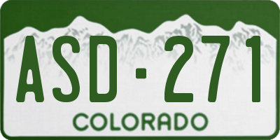 CO license plate ASD271