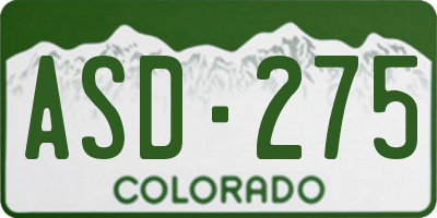 CO license plate ASD275