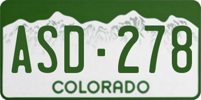 CO license plate ASD278