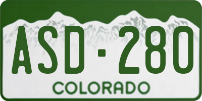 CO license plate ASD280