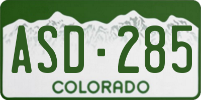 CO license plate ASD285