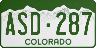 CO license plate ASD287
