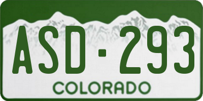 CO license plate ASD293