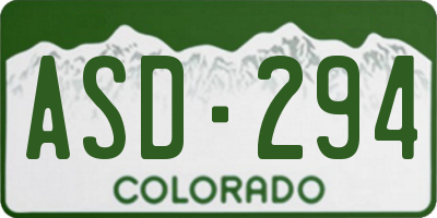 CO license plate ASD294