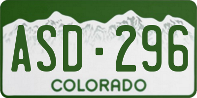 CO license plate ASD296