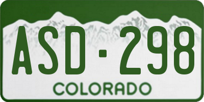 CO license plate ASD298