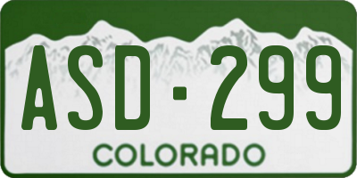 CO license plate ASD299