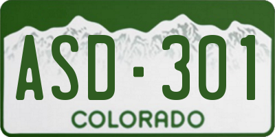 CO license plate ASD301