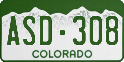 CO license plate ASD308