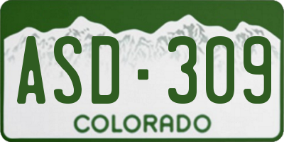 CO license plate ASD309