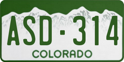 CO license plate ASD314