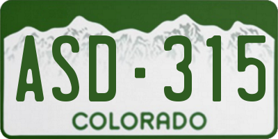 CO license plate ASD315
