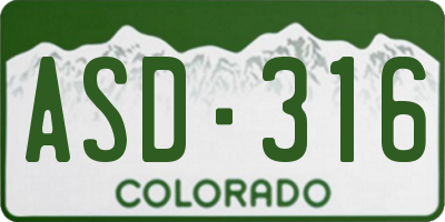 CO license plate ASD316