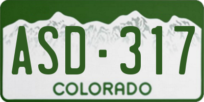 CO license plate ASD317