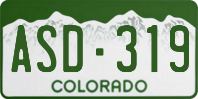 CO license plate ASD319