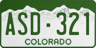CO license plate ASD321