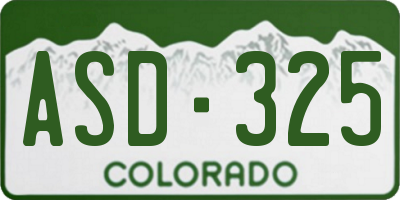 CO license plate ASD325