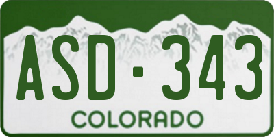 CO license plate ASD343