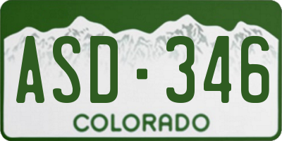 CO license plate ASD346