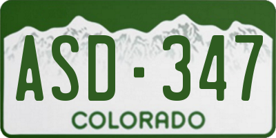 CO license plate ASD347