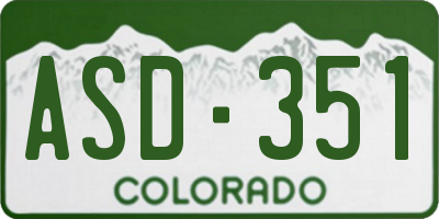 CO license plate ASD351