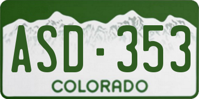 CO license plate ASD353