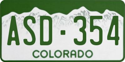 CO license plate ASD354