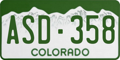 CO license plate ASD358