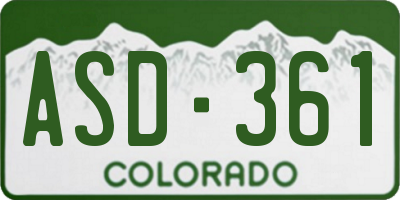 CO license plate ASD361