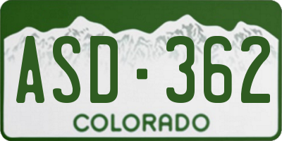 CO license plate ASD362